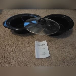 Crock-Pot Oval Slow Cooker Inserts with Glass Lid - Black (4qt And 2-1.75qt)